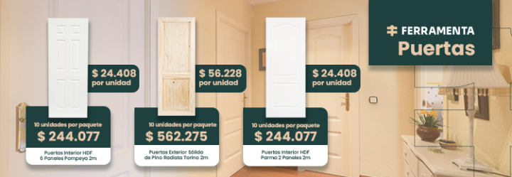 Puertas HDF para interior y exteriores Ferramenta Chile distribuidora de materiales en madera para la construcción